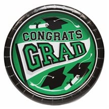 Green Congrats Grad 8 1/2" Plates